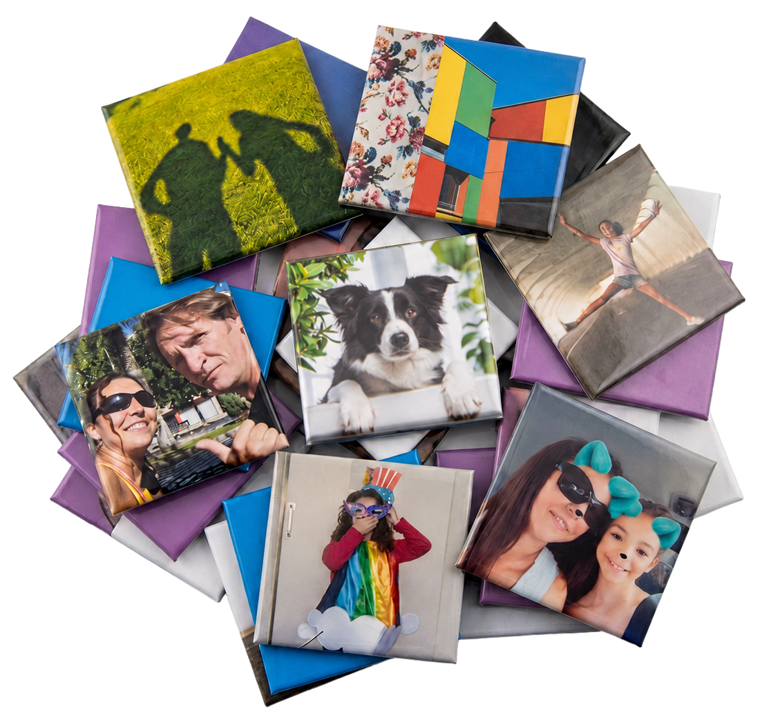Colección variada de imanes personalizados con fotos