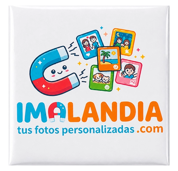 Imán corporativo personalizado con el logotipo de Imalandia
