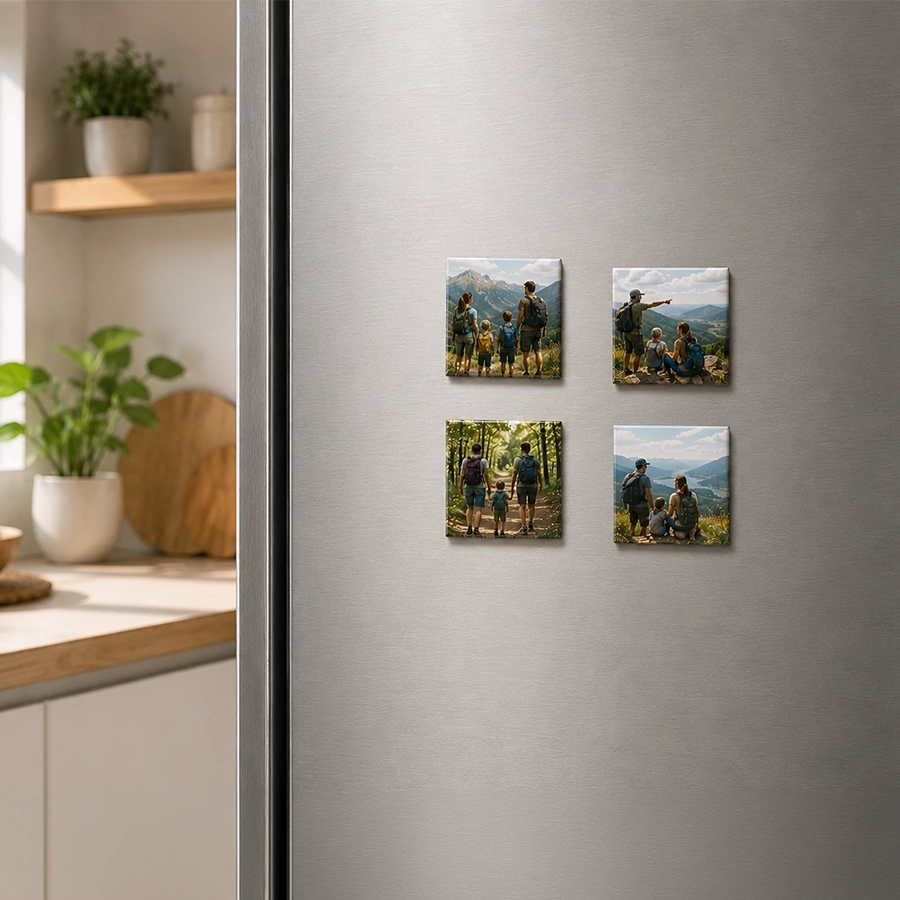 Colección de imanes personalizados creada con fotografías diferentes