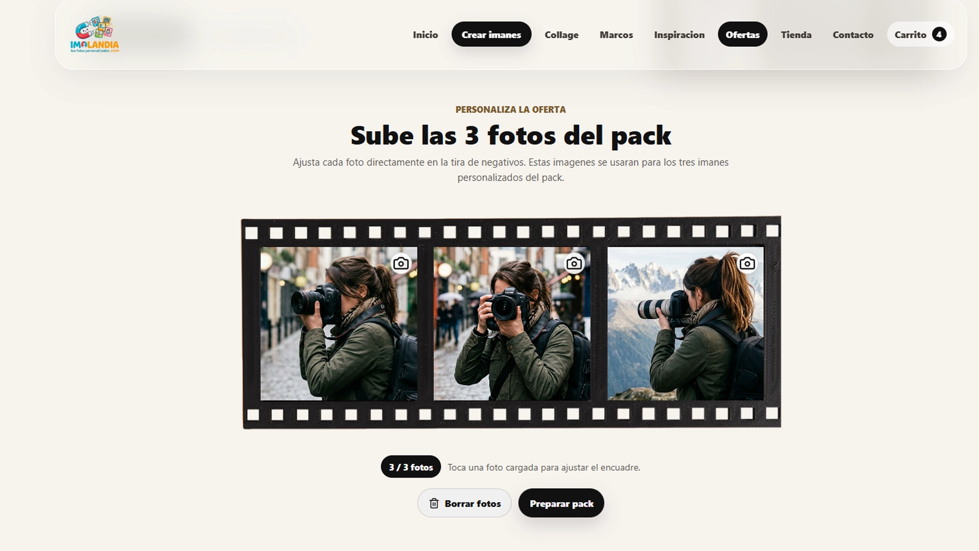 Pack Recuerdos de Cine con tira de negativos e imanes personalizados